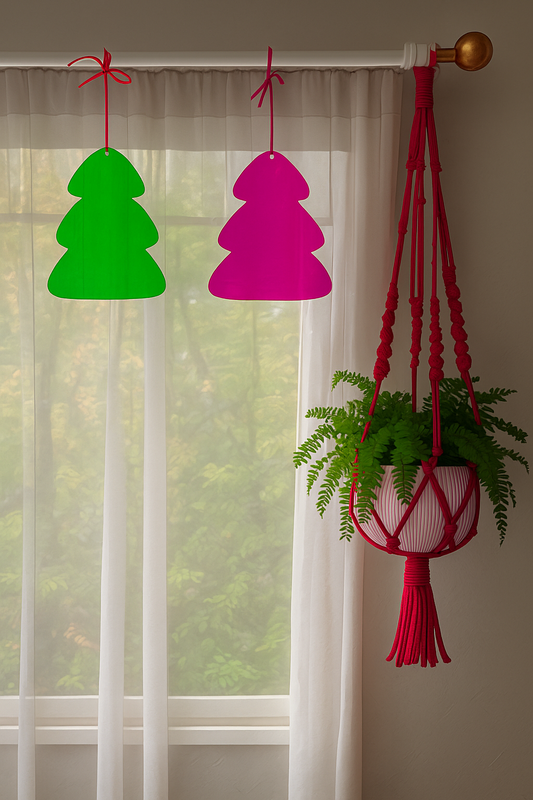 Acryl Weihnachtsbaum Neonpink und Grün – Moderne Weihnachtsdeko 20x17 cm