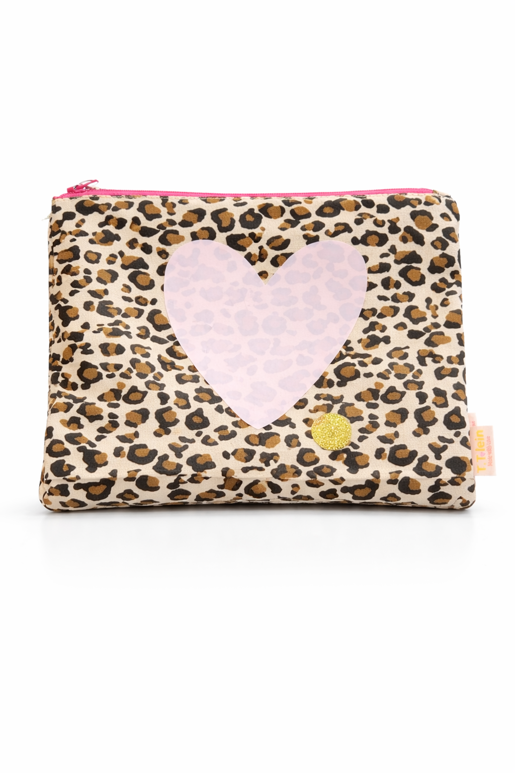 Kosmetiktasche Leo mit Herz – Stilvolle Make-up Tasche mit wasserabweisendem Innenfutter (21 x 15,5 cm)