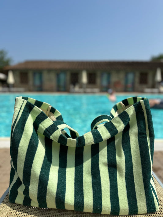 Frottee Shopper Petrol/Mint