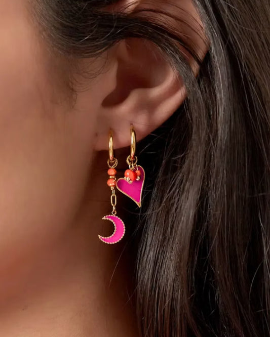 Ohrringe in Gold/Fuchsia