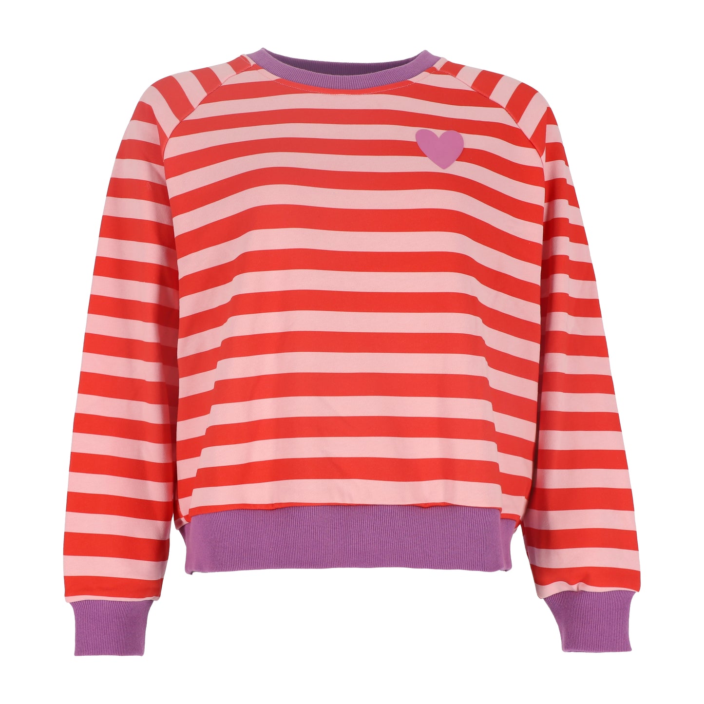 gestreifter Sweater Rot/Rosa mit Fliederfarbenen Bündchen