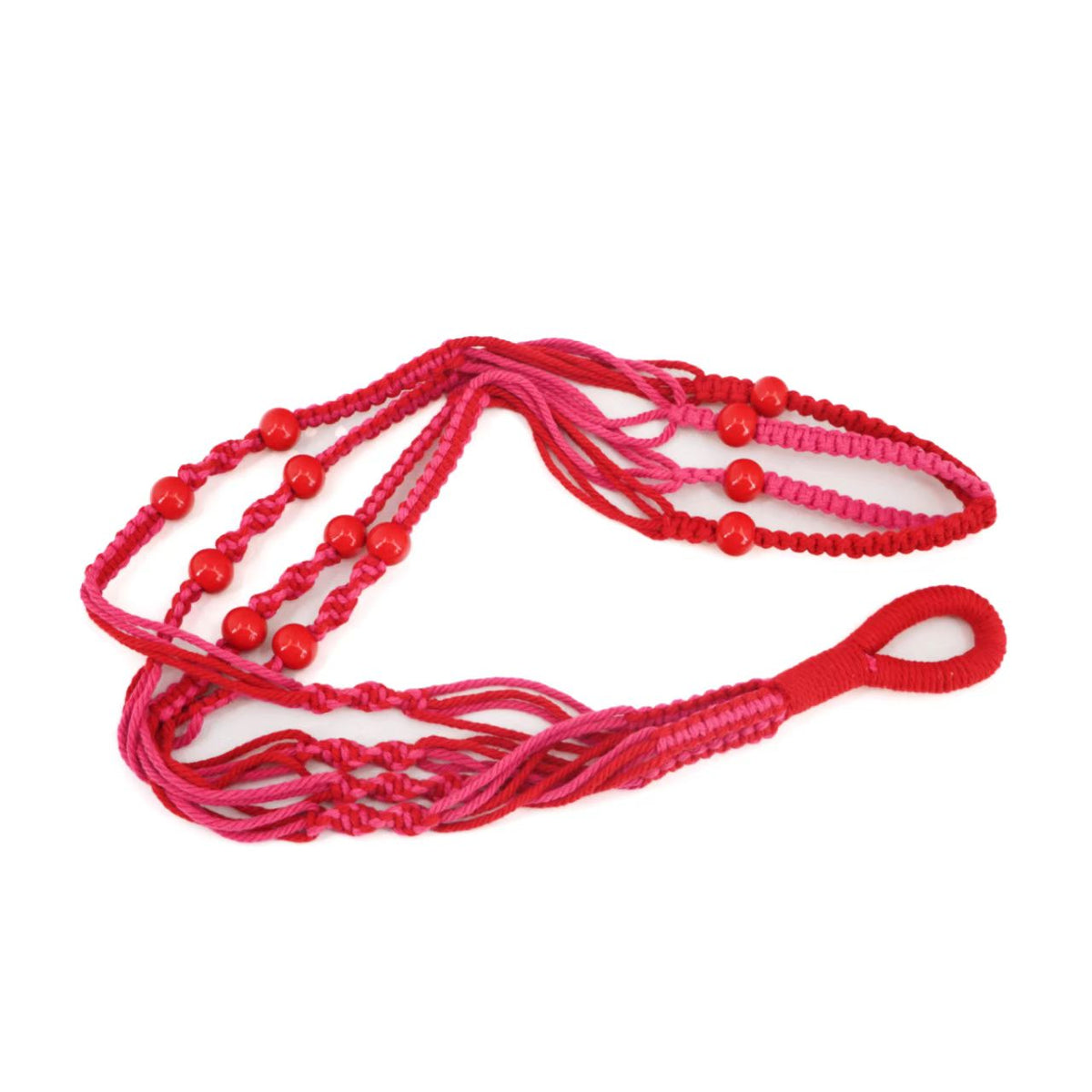 Blumenampel Makramee Pflanzenhänger Rot – moderner Blumenampel Halter für Zimmerpflanzen