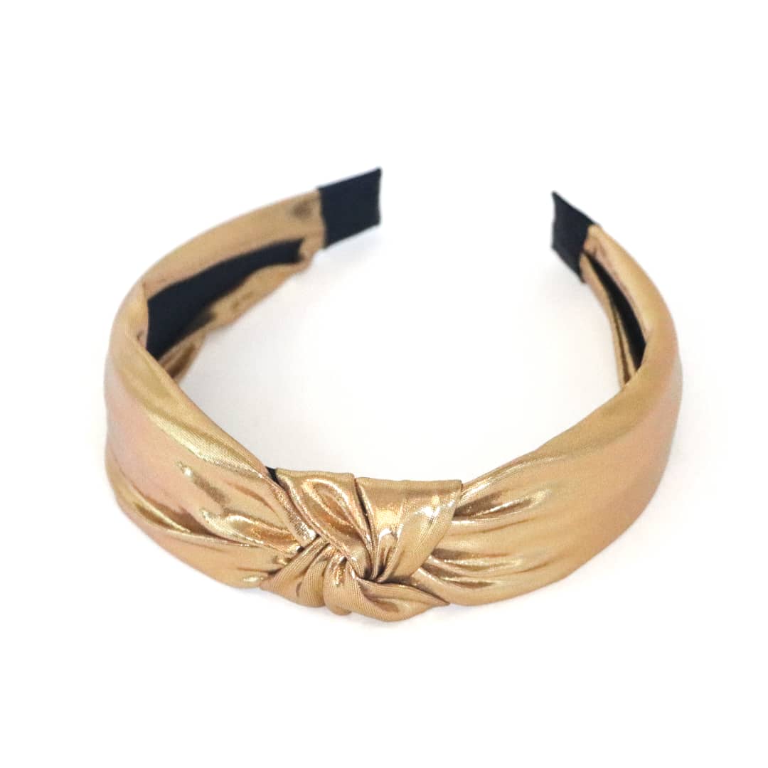 Goldener Haarreif | Glamouröser Satin-Haarreif mit Knoten – Elegantes Haaraccessoire