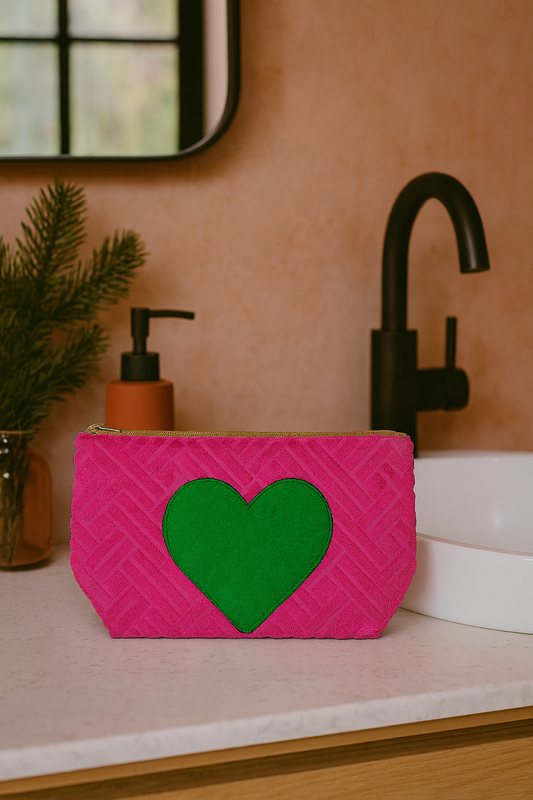 Frottee Kosmetiktasche Pink