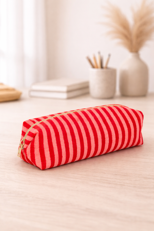 Produktbeschreibung – Rot-Rosa Kosmetiktasche