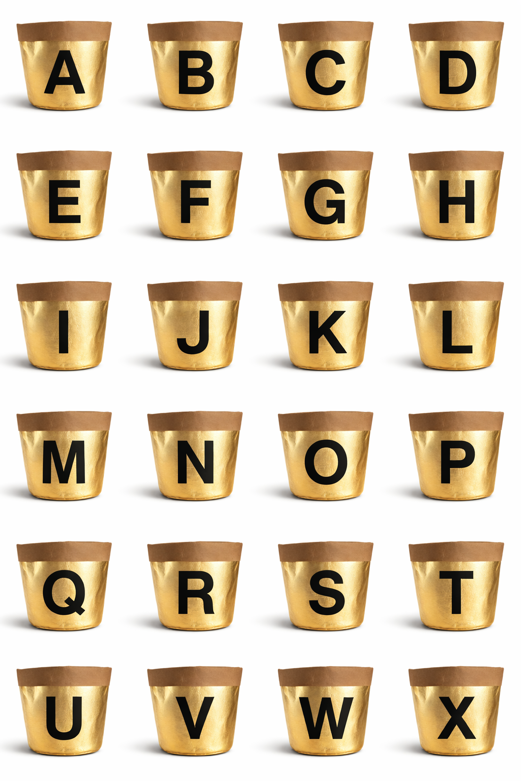 Veganes Papierkörbchen Gold – Buchstaben Design