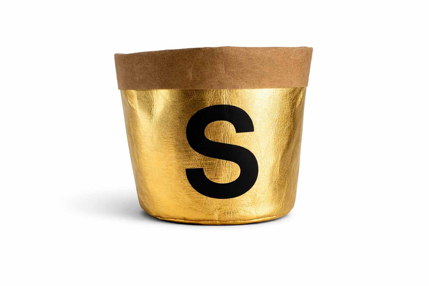 Veganes Papierkörbchen Gold – Buchstaben Design