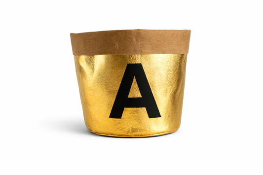 Veganes Papierkörbchen Gold – Buchstaben Design