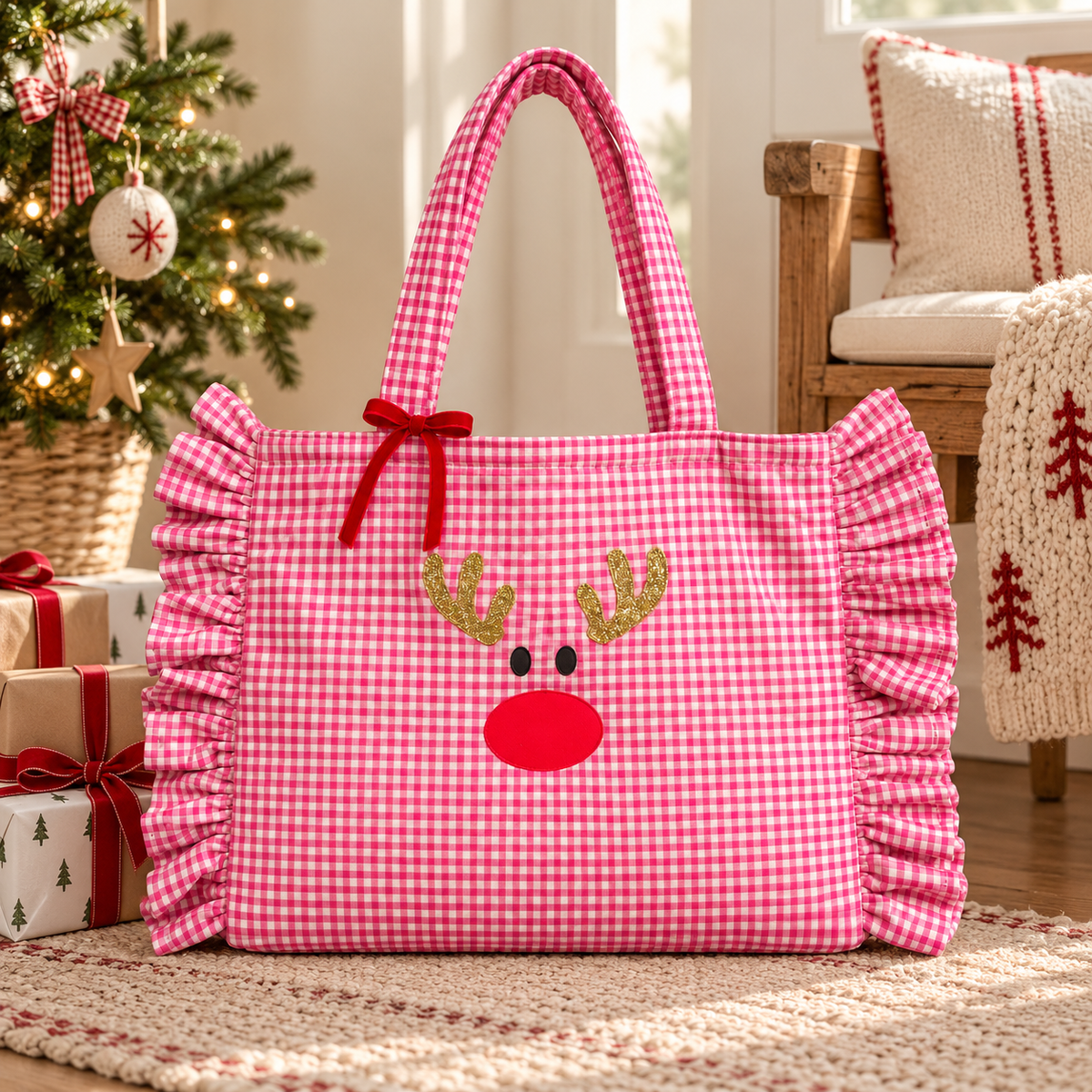 Weihnachtsshopper mit süßem Rentiermotiv
