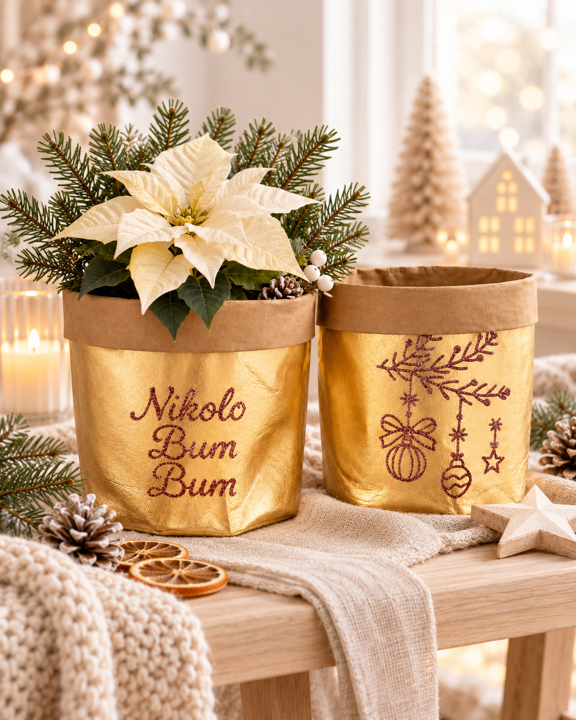 Nikolauskörbchen & Weihnachtskörbchen mit Glitzerprint