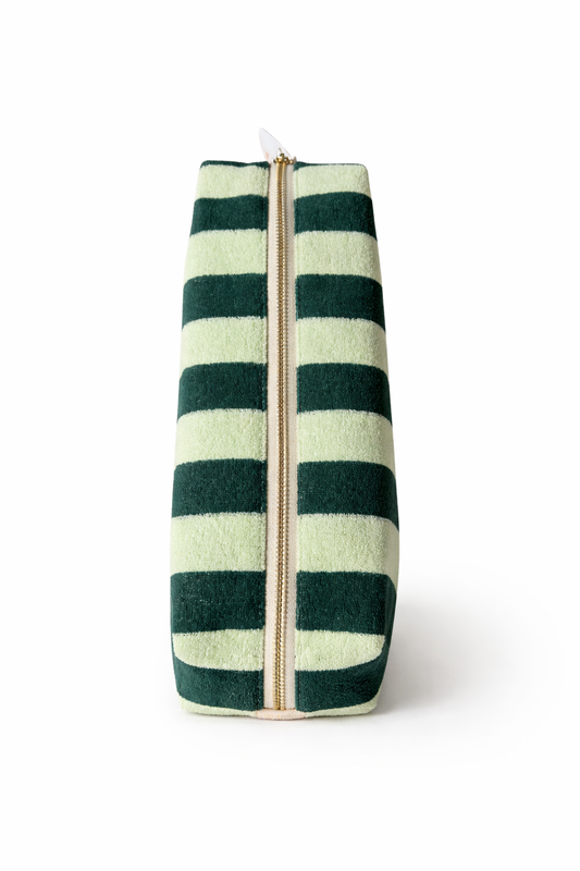 Gestreifte Schminktasche aus Frottee – Grün