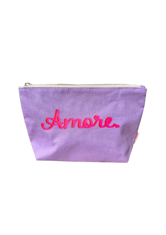 Kosmetiktasche Flieder mit "Amore"
