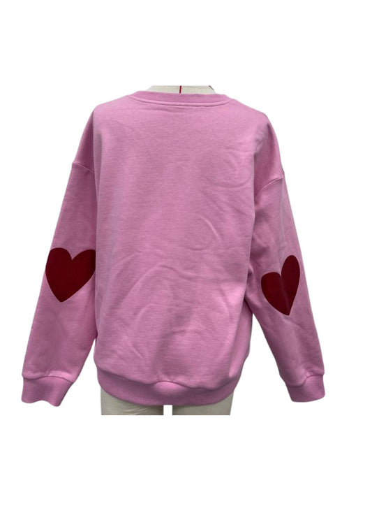Rosa Sweatshirt mit Applikation an den Ellbogen