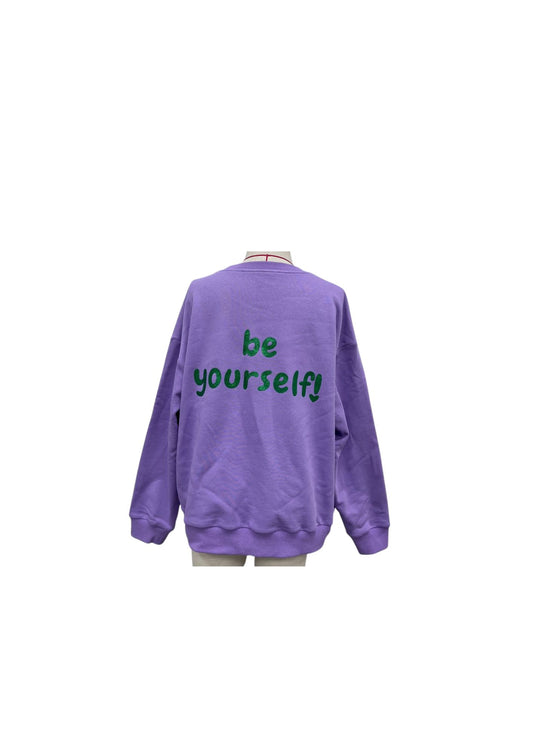 Sweatshirt "be yourself" Glitzerprint am Rücken