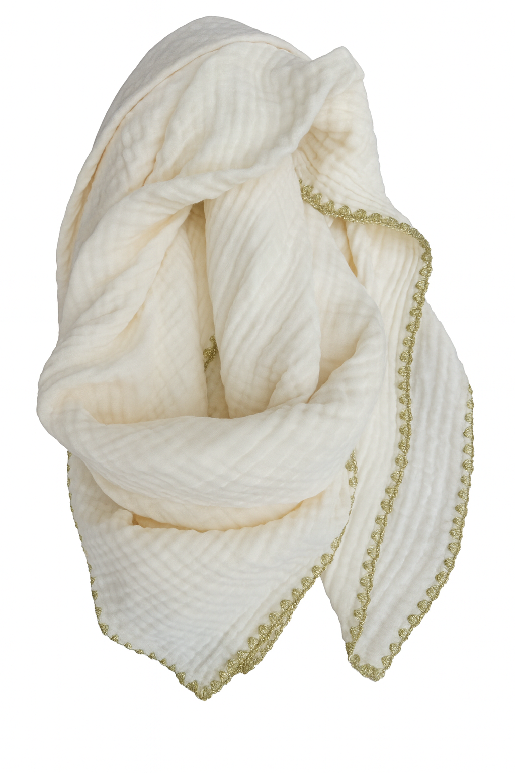 Musselindecke- Tuch – Schwarz mit goldener Kante (130x130 cm)