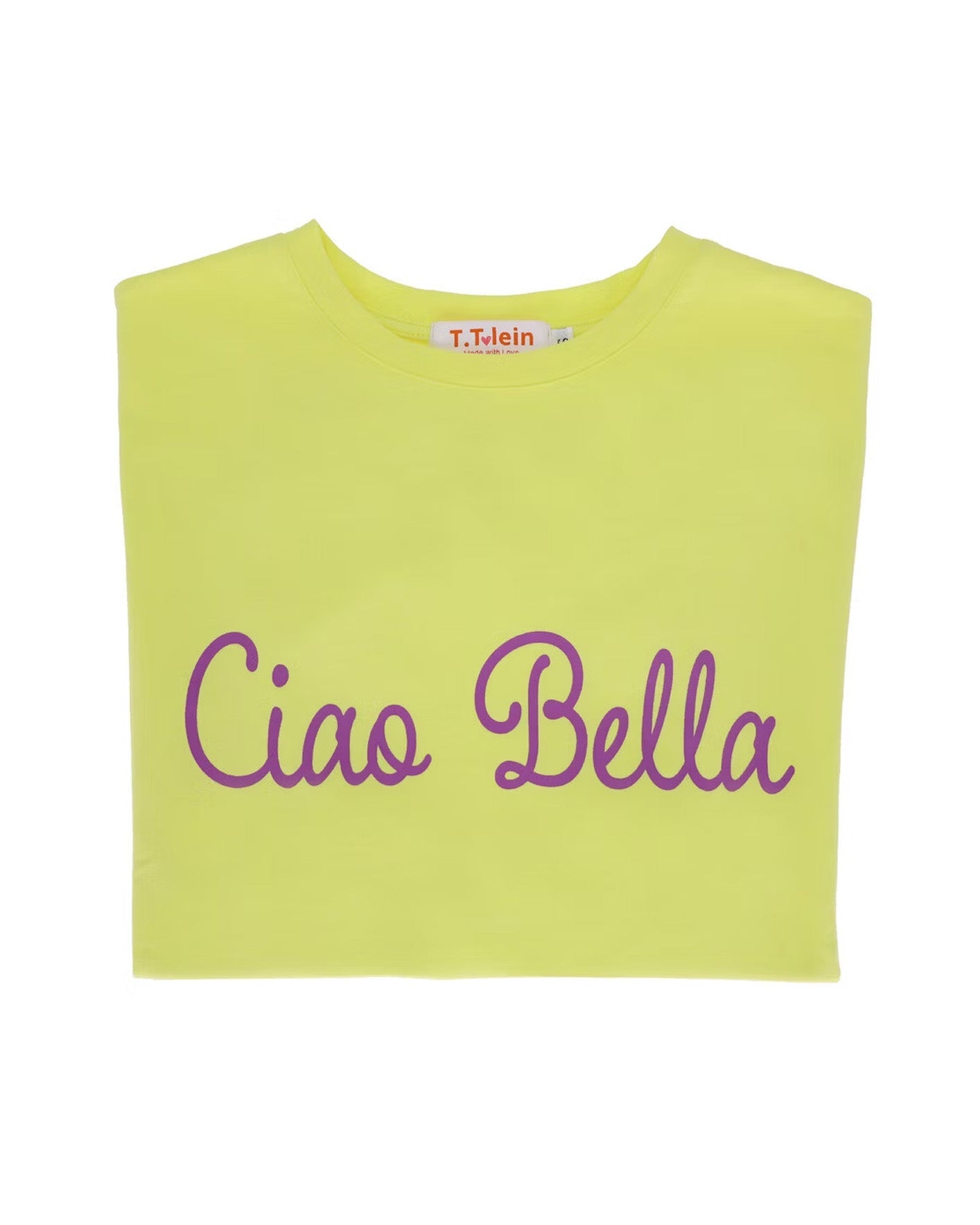 Gelbes Oversize T-shirt Ciao Bella (VE mit 4 Stück)