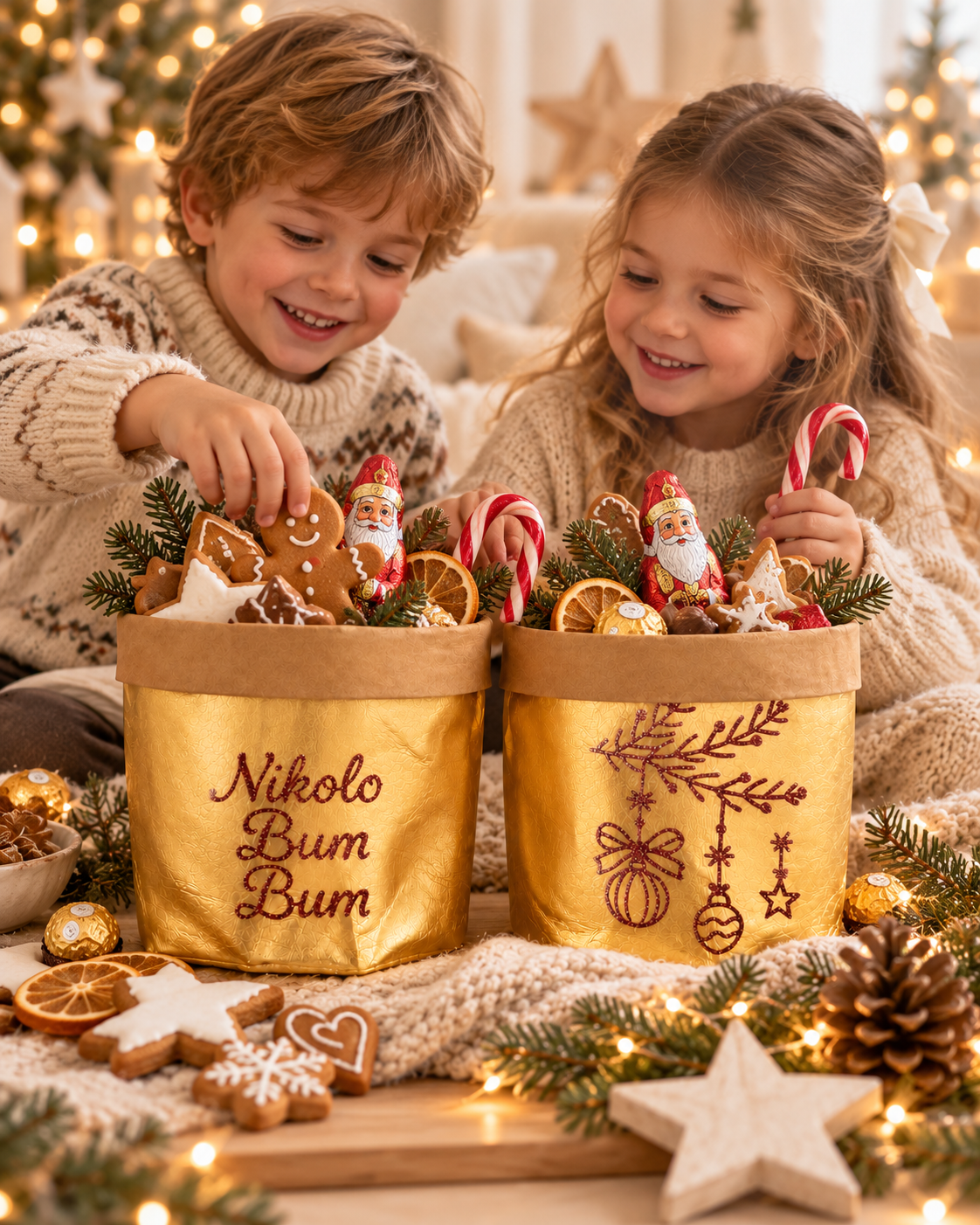 Nikolauskörbchen & Weihnachtskörbchen mit Glitzerprint