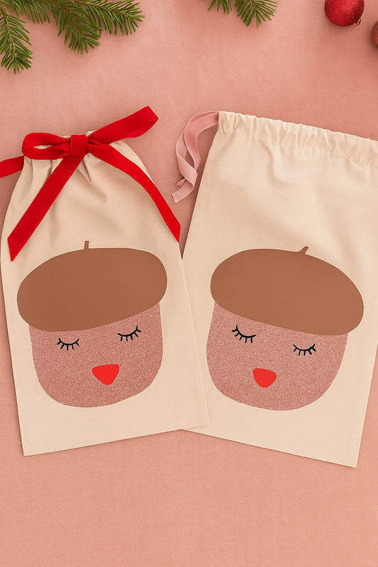 Geschenktasche „Eichel mit Gesicht“ – Nachhaltig, süß & praktisch!