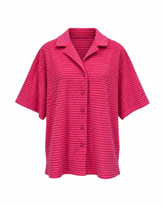 Frottee Shirt rosa-orange gestreift