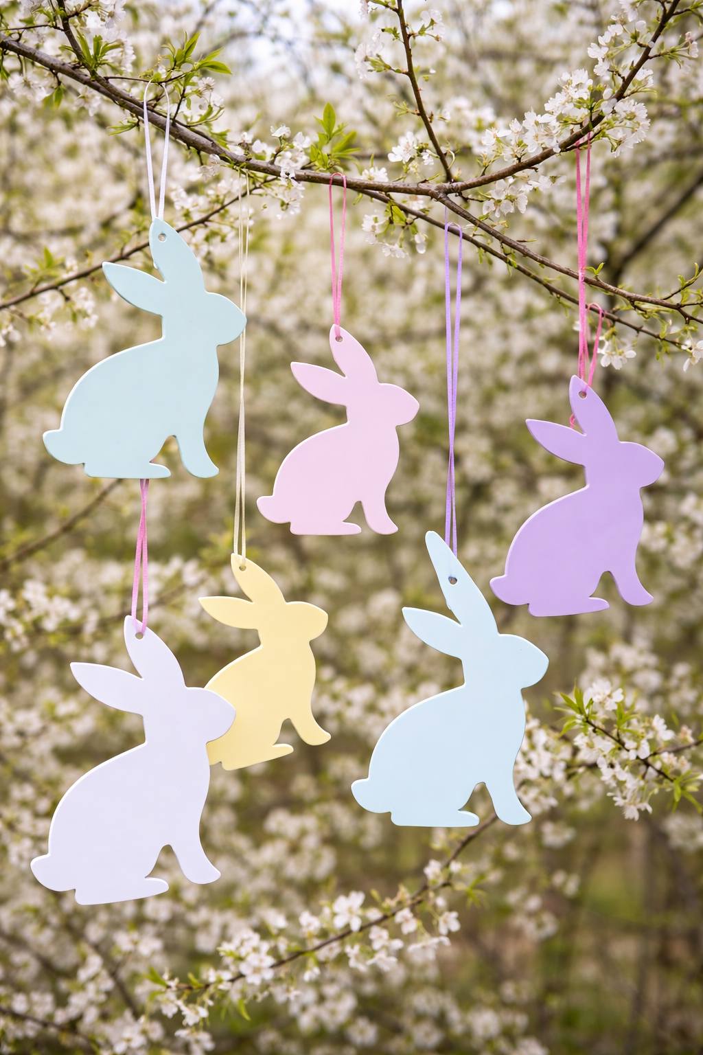 Hasen Aufhänger aus Kunststoff – Frühlings- & Osterdeko in Pastellfarben