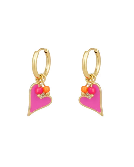 Ohrringe in Gold/Fuchsia