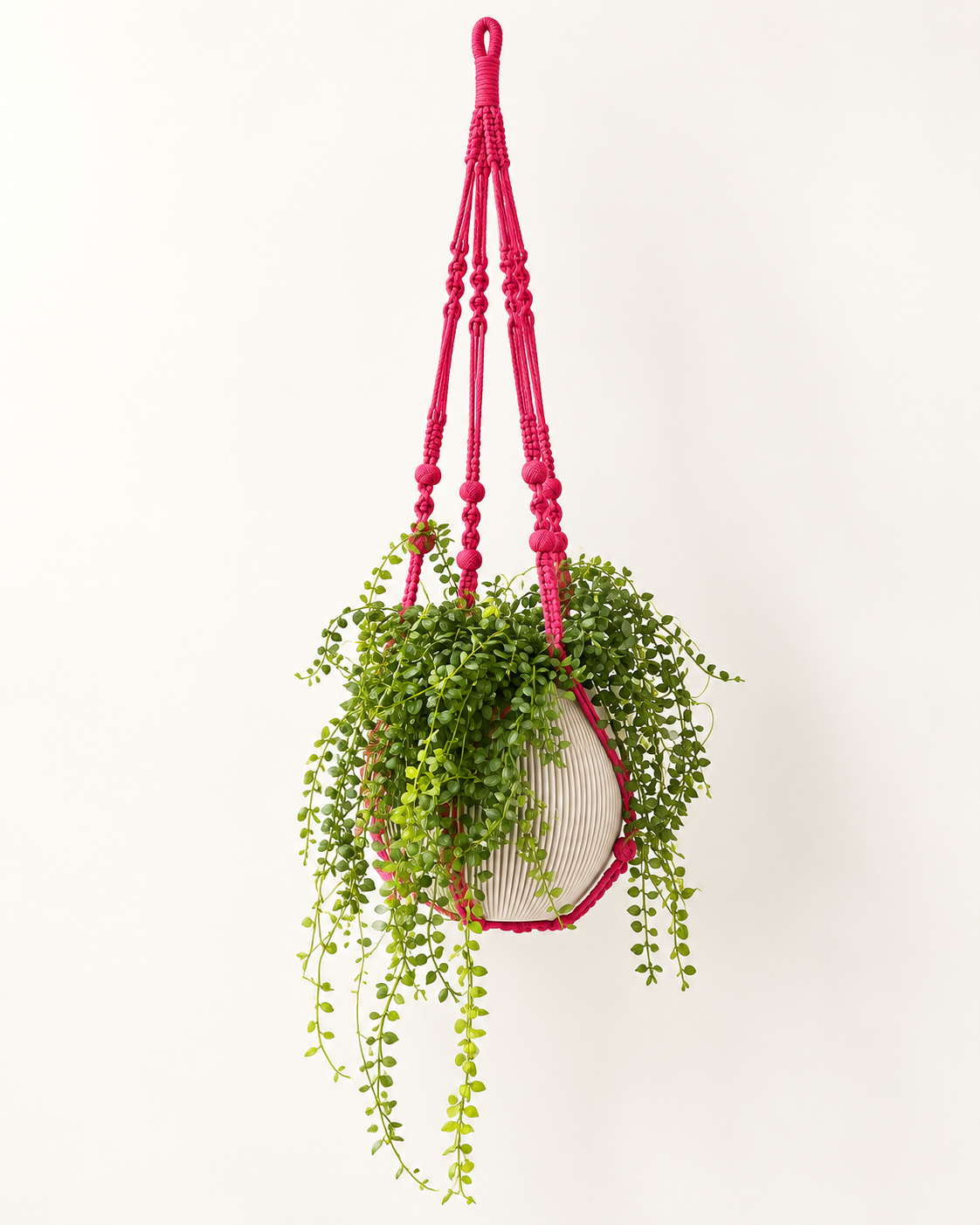 Blumenampel Makramee Pflanzenhänger Rot – moderner Blumenampel Halter für Zimmerpflanzen