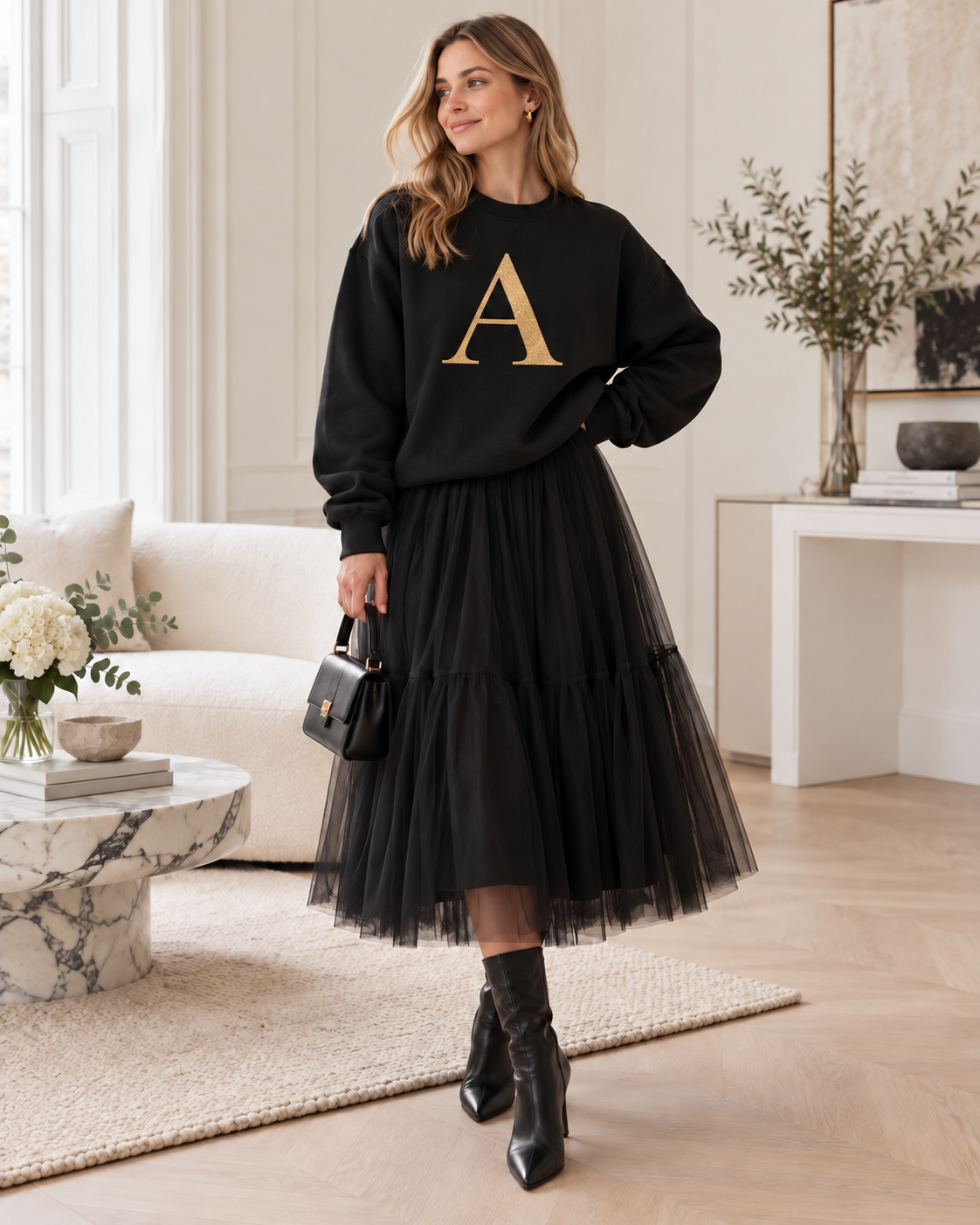 Personalisierter Damen Sweater mit Wunschbuchstaben Geschenkidee