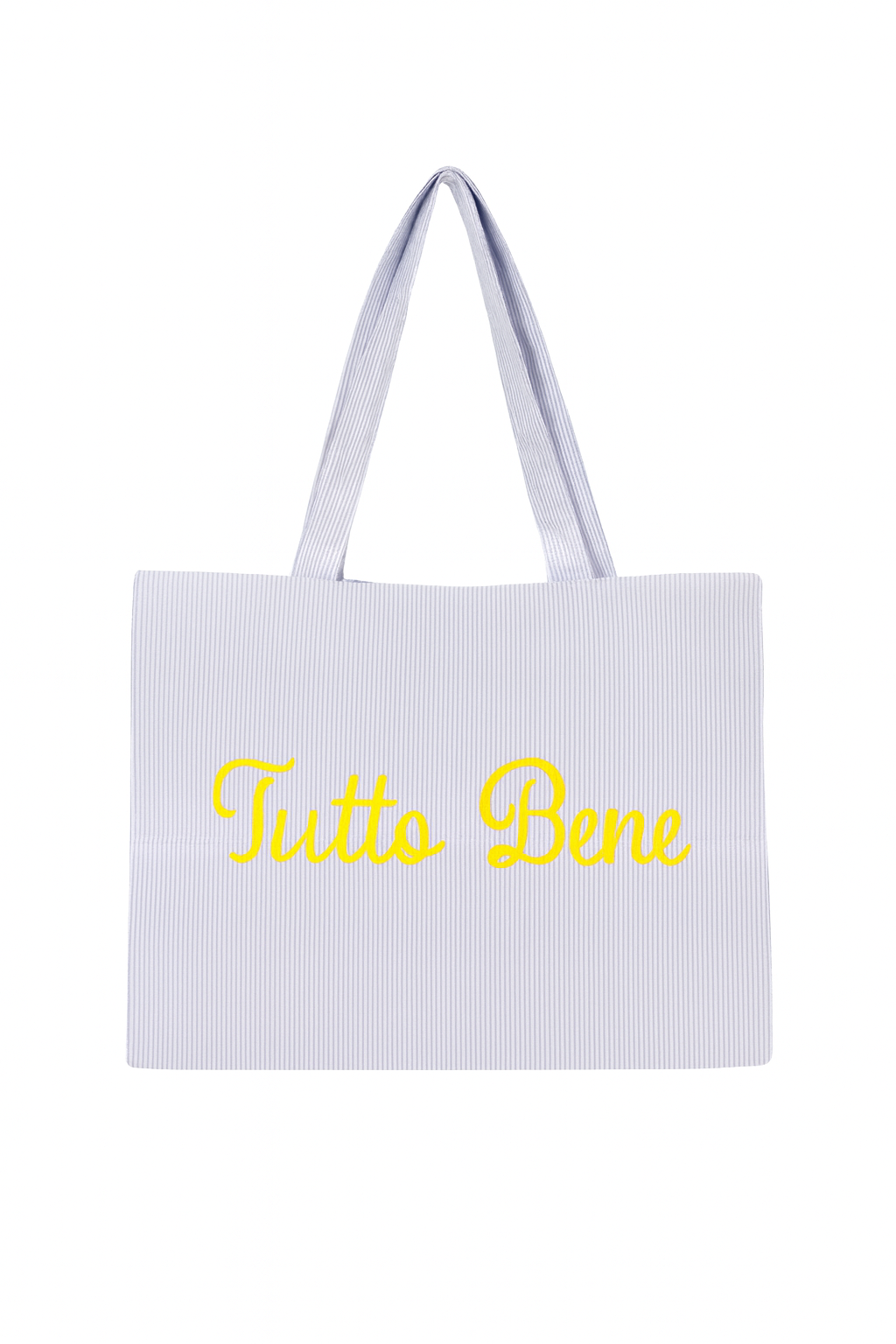 Tasche „Tutto Bene“ | Gestreifte Baumwolltasche mit gelber Stickerei – Italienisches Design